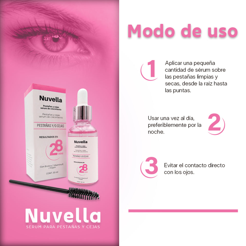 “Nuvella: Luce Pestañas Largas y Cejas Perfectas”